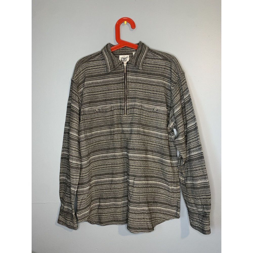 Vintage Quarter Zip Sweater Mens Small River Washed Jeans 3D Knit Grunge Skater